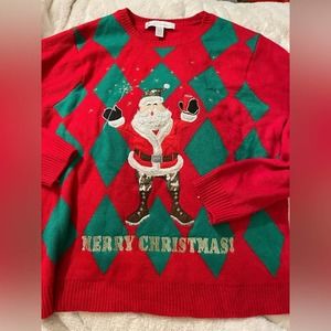 NWOT Ugly Christmas Sweater with Sparkler and Drinks